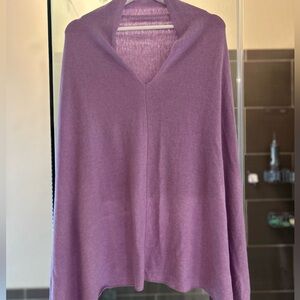 CASHMERE Purple Knit Shrug with V-Neck and Relaxed Fit